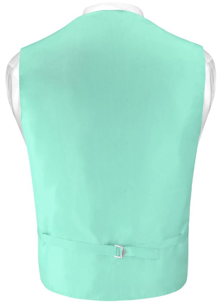 Mens Dress Vest Skinny NeckTie Solid Aqua Green Neck Tie Set