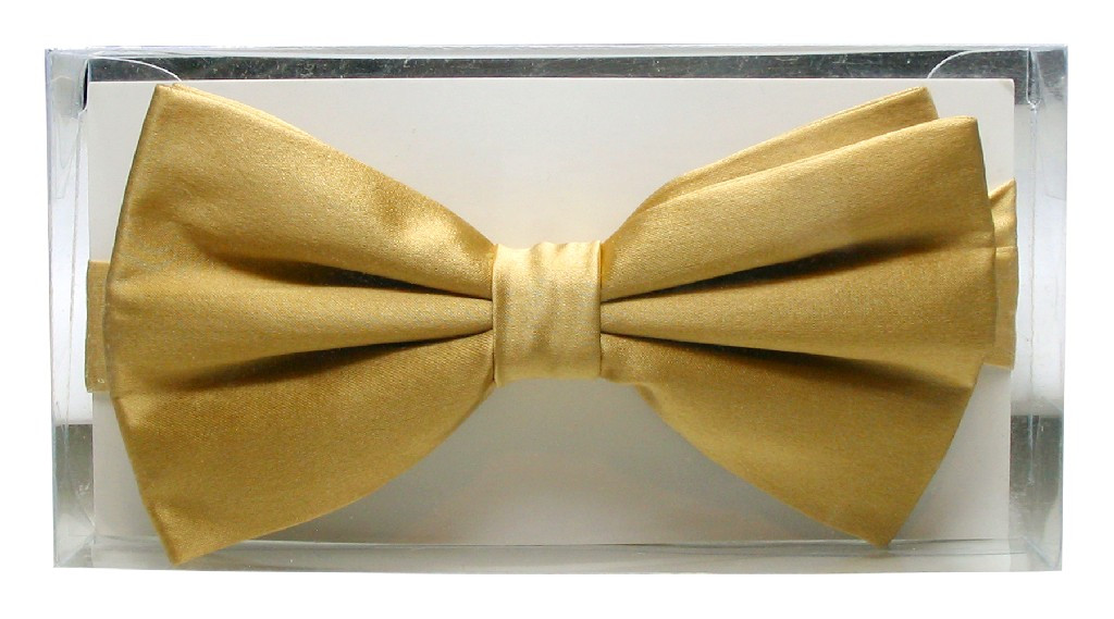 Gold Color Bow Tie | Mens Solid Gold Color Silk Bow Tie