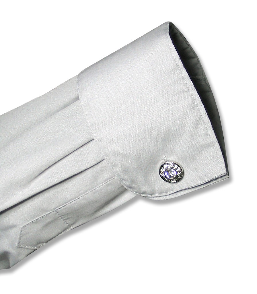 Covona Mens Solid Silver Grey Dress Shirt with Convertible Cuffs