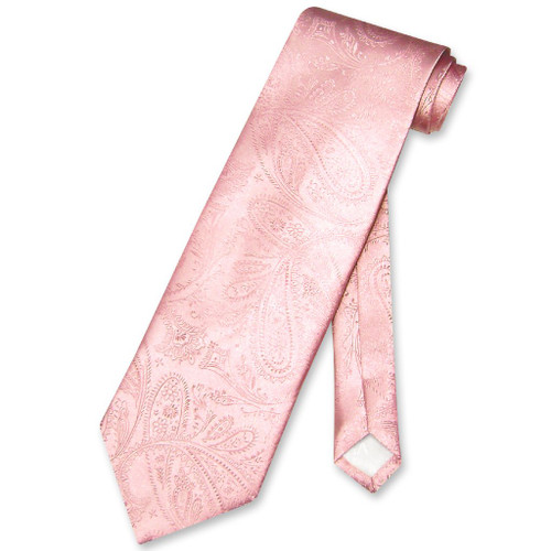 Vesuvio Napoli NeckTie Pink Color Paisley Design Mens Neck Tie