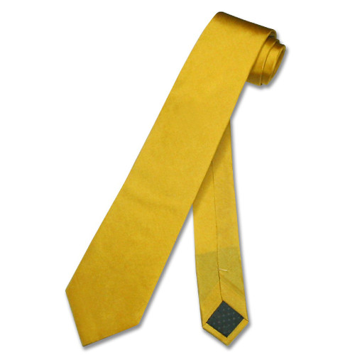 Gold Color Skinny Mens Neck Tie | Mens Skinny 100% Silk NeckTies