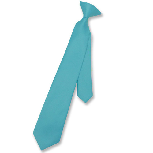 Vesuvio Napoli Boys Clip-On NeckTie Turquoise Blue Youth Neck Tie