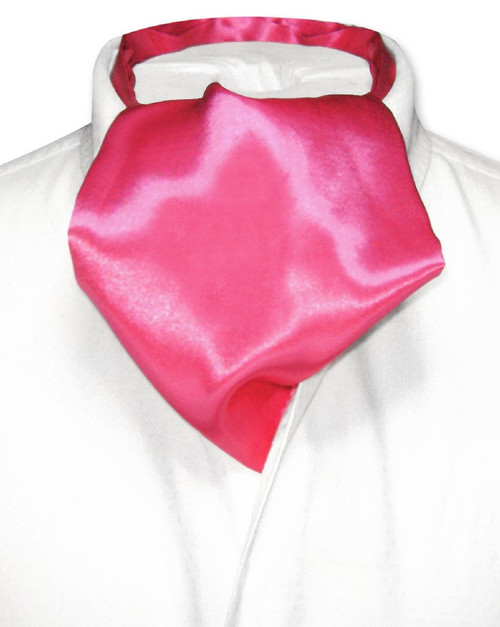 Hot Pink Fuchsia Cravat Tie | Biagio Ascot Solid Color Mens NeckTie