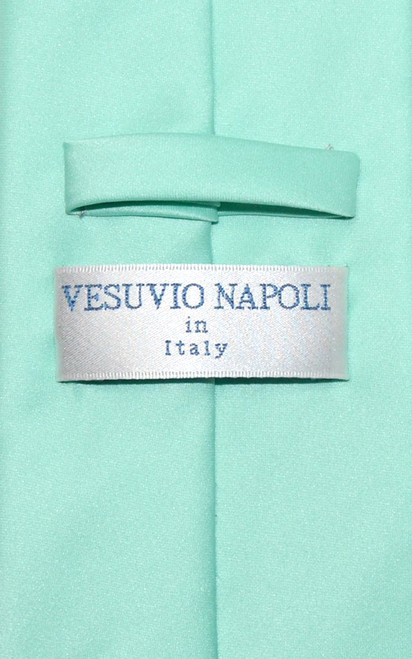 Vesuvio Napoli Solid Aqua Green NeckTie Handkerchief Mens Neck Tie Set
