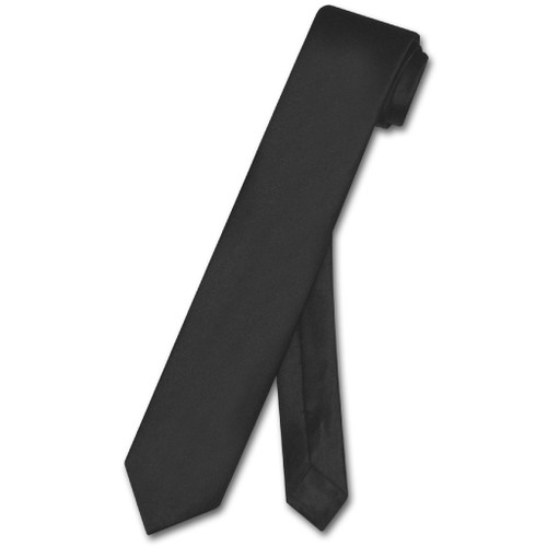 Vesuvio Napoli Narrow NeckTie Skinny Black Color Mens Neck Tie