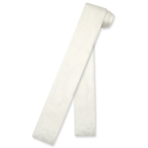 Off-White Ivory Knit Neck Tie | Biagio Solid Knitted Mens NeckTie