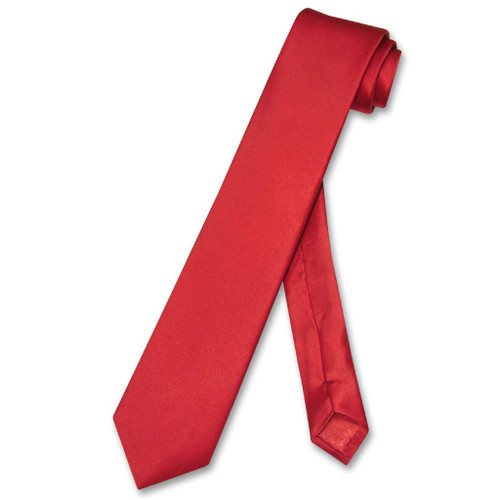 Biagio 100% Silk Narrow NeckTie Skinny Rose Red Color Mens Neck Tie