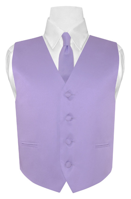 Lavender Color Dress Vest And NeckTie Set | Covona Boys Size 8