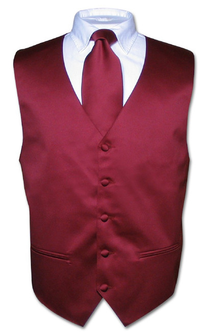 Mens Burgundy Tie | Mens Dress Vest And Neck Tie Set