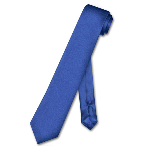 Biagio 100% Silk Narrow NeckTie Skinny Royal Blue Color Mens Neck Tie