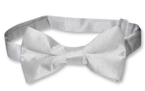 Biagio Bamboo Silk Silver Gray BowTie | Solid Color Mens Bow Tie