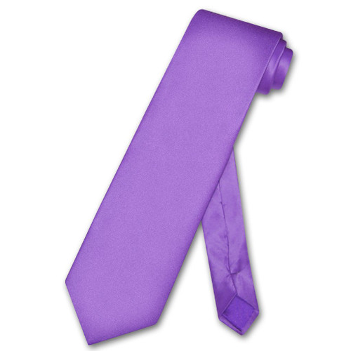 Biagio 100% Silk NeckTie Extra Long Solid Purple Mens XL Neck Tie