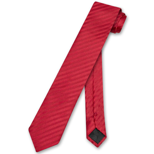 Vesuvio Napoli NeckTie Red Vertical Stripes Skinny Mens Neck Tie