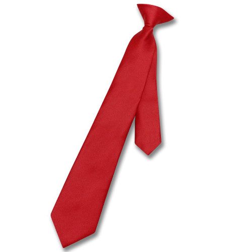 Vesuvio Napoli Boys Clip-On NeckTie Solid Red Youth Neck Tie Vesuvio Napoli Boys Clip-On NeckTie Solid Red Youth Neck Tie