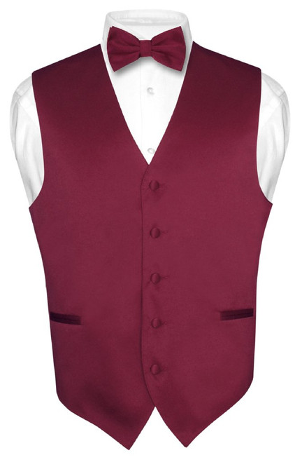 Mens Burgundy Vest And Bow Tie | Mens Vest And Bow Tie Set