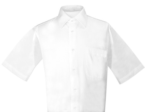 White Color Mens Short Sleeve Dress Shirt | Biagio 100% Cotton Shirt