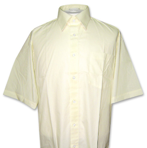 Covona Mens Short Sleeve Solid Yellow Limon Color Dress Shirt