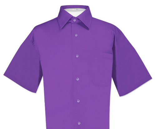 Purple Indigo Mens Short Sleeve Dress Shirt | Biagio Cotton Mens Shirt