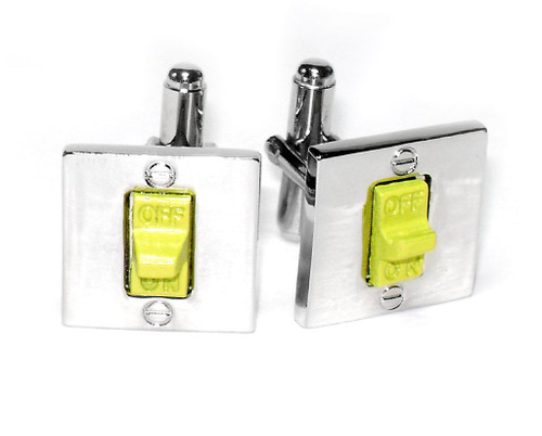 Gold-Tone Mens Cuff Links ON OFF SWITCH Shaped Cufflinks 