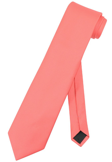 Extra Long Coral Pink Tie | Solid Coral Pink Color XL NeckTie