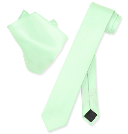 Laurel Green Skinny Tie And Handkerchief Set | Mens Tie And Hanky