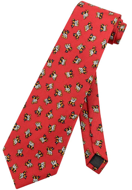 Bees Men's NeckTie | Honey Bees Red Background Mens Neck Tie