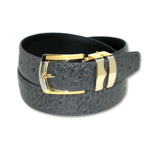 OSTRICH Pattern BLACK Color BONDED Leather Men's Belt Gold-Tone Buckle size  42 