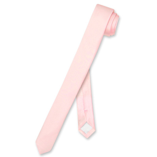 Biagio 100% Silk Narrow NeckTie Extra Skinny Light Pink Mens Neck Tie
