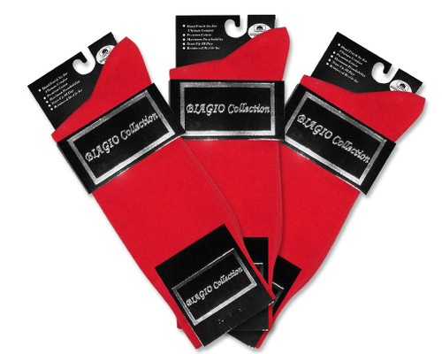 Red Cotton Dress Socks | 3 Pair Mens Biagio Red Cotton Dress Socks