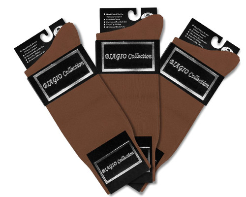 Cognac Brown Mens Socks | 3 Pair Of Biagio Cotton Dress Socks