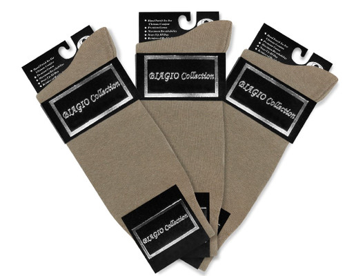 Taupe Light Brown Mens Dress Socks | 3 Pair Of Biagio Cotton Socks