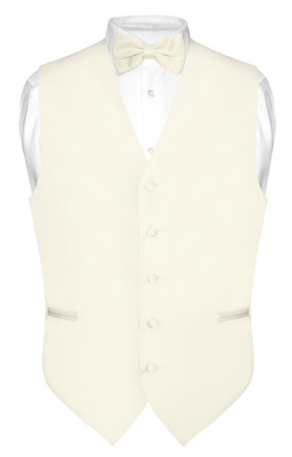 Cream Colored Vest And Cream Colored Bow Tie Matching Set