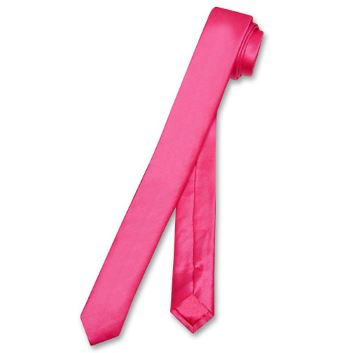 Biagio Bamboo Silk Narrow NeckTie Extra Skinny Hot Pink Fuchsia Tie