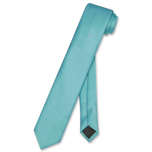 Vesuvio Napoli Narrow NeckTie Skinny Turquoise Blue Mens Neck Tie