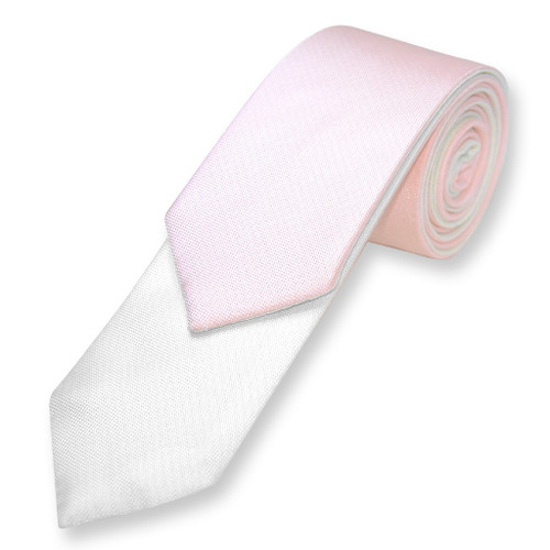 Biagio Two-Sided NeckTie Solid Light Pink and White Mens Neck Tie