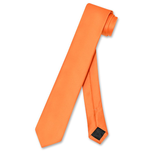 Vesuvio Napoli Narrow NeckTie Skinny Orange Color Mens Thin Neck Tie