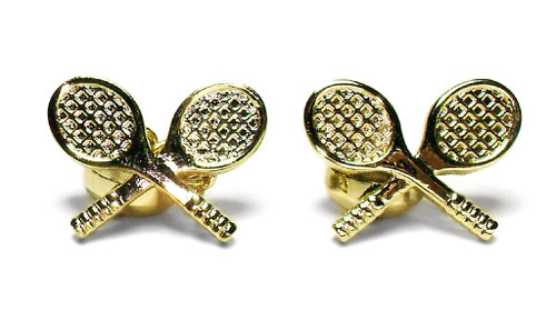 Tennis Cufflinks | Mens Gold Tone Tennis Racket Shaped Cufflinks