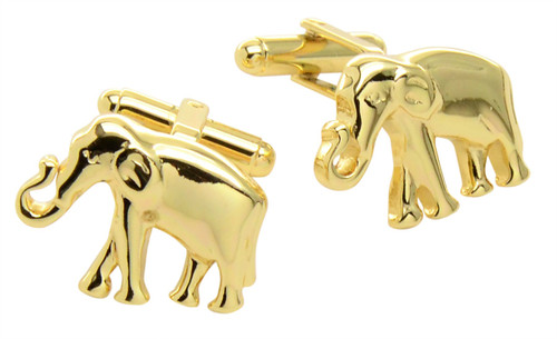 Elephant Cufflinks | Mens Gold Tone Elephant Cufflinks