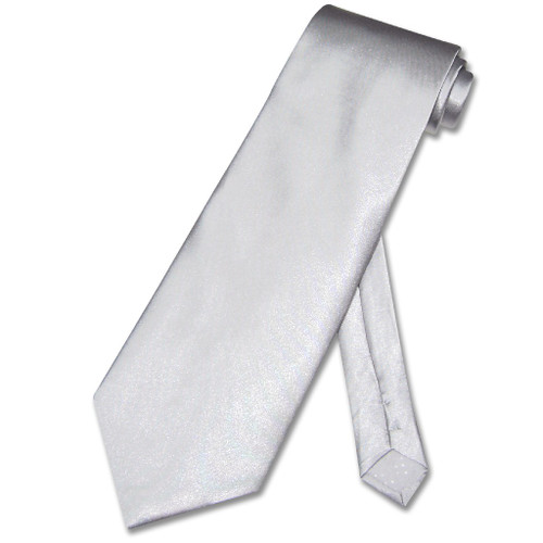 Covona NeckTie Solid Silver Gray Color Mens Grey Neck Tie