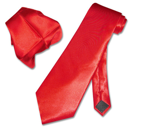 Solid Red Color NeckTie Handkerchief Mens Neck Tie Set