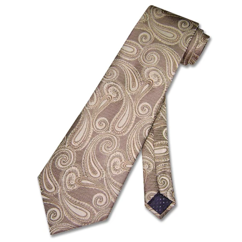 NeckTie Light Brown Paisley Design Pattern Mens Neck Tie