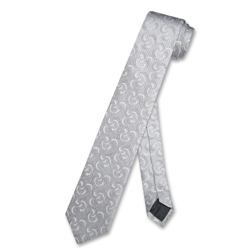 Narrow NeckTie Skinny Silver Grey DESIGN Color Mens Neck Tie