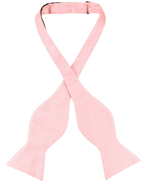 Vesuvio Napoli Self Tie Bow Tie Coral Pink Paisley Mens BowTie