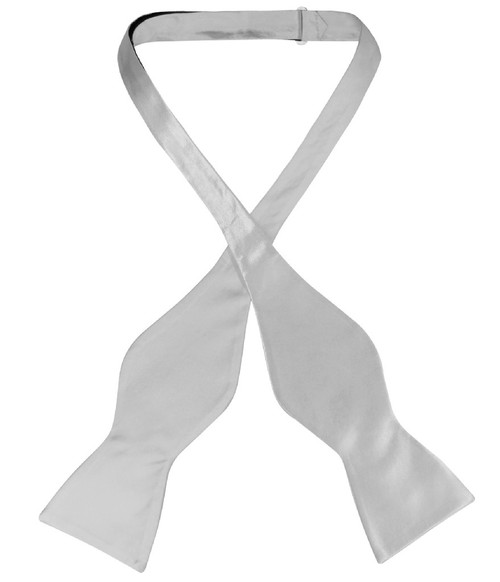 Biagio Self Tie Bow Tie Solid Silver Grey Color Mens Gray BowTie