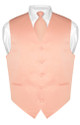 Mens Dress Vest & NeckTie Solid Peach Color Neck Tie Set