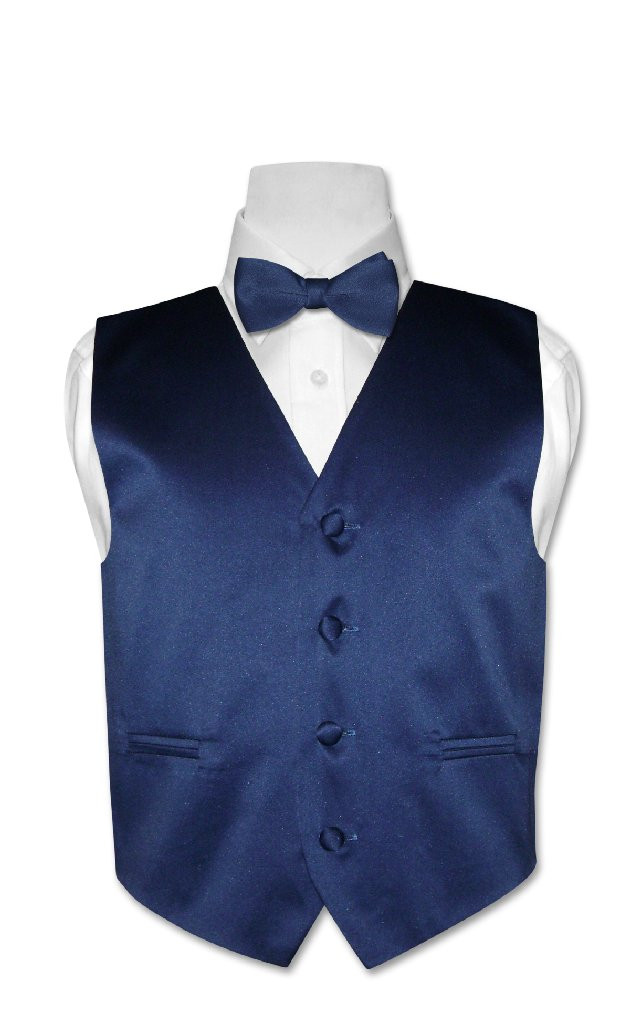 OMC 3-Pieces Boy's Velvet Slim Fit Jacket, Vest and Bow tie Set (Black)