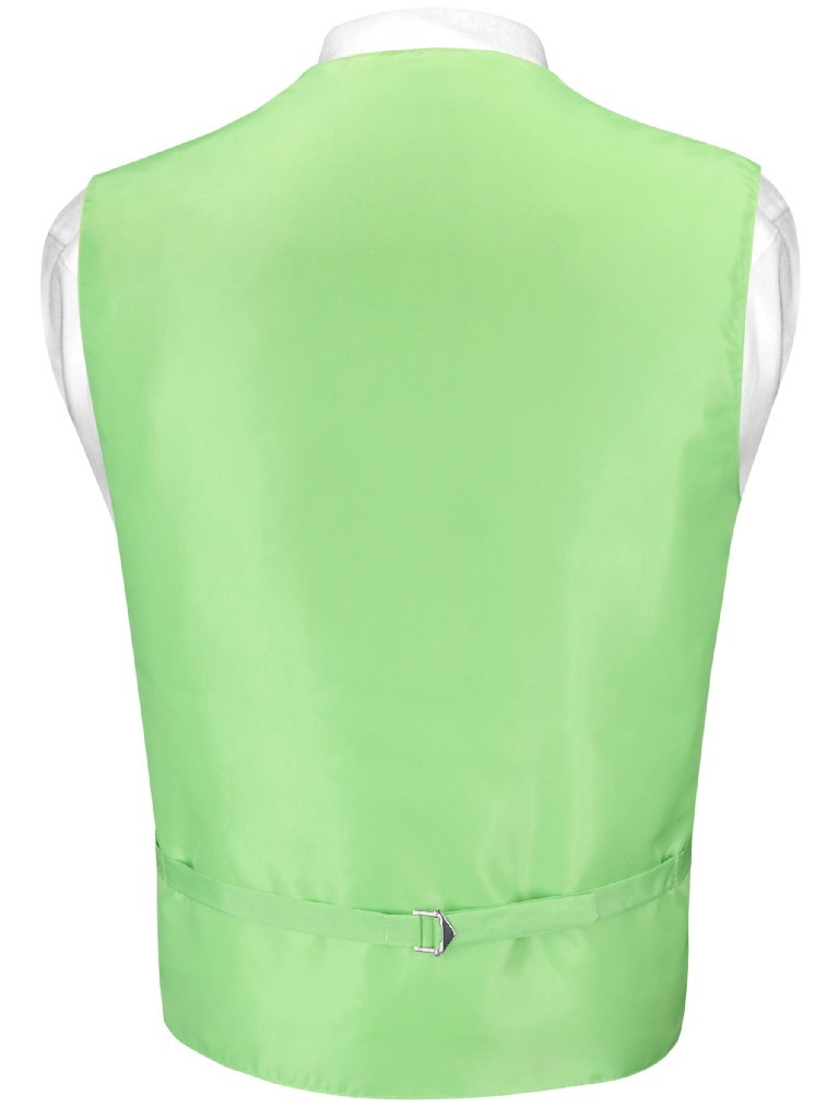 Mens Dress Vest Skinny NeckTie Solid Lime Green Neck Tie Set