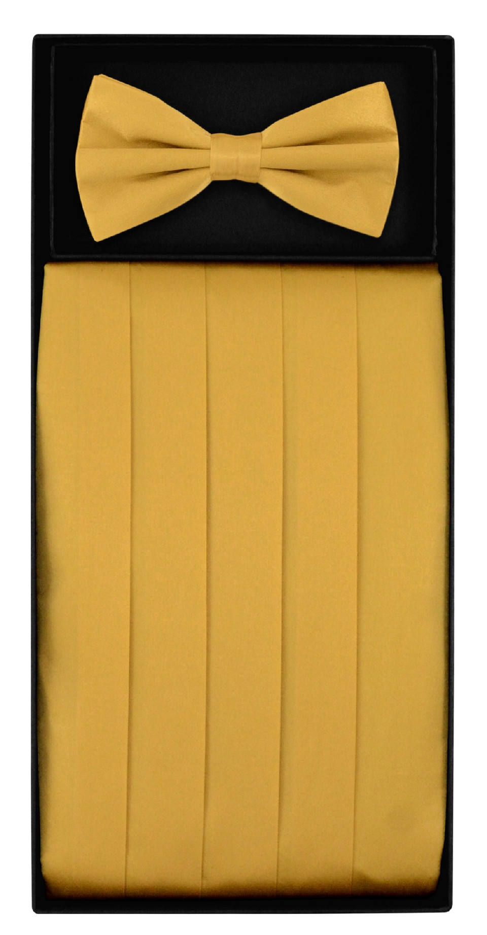 Silk Cumberbund BowTie Solid Gold Color Mens Cummerbund Bow Tie Set