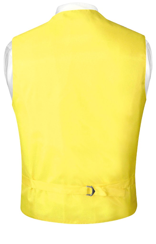 Mens Dress Vest & BowTie Solid Golden Yellow Color Bow Tie Set