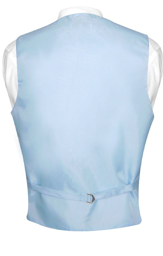 Mens Dress Vest & BowTie Solid Baby Blue Color Bow Tie Set